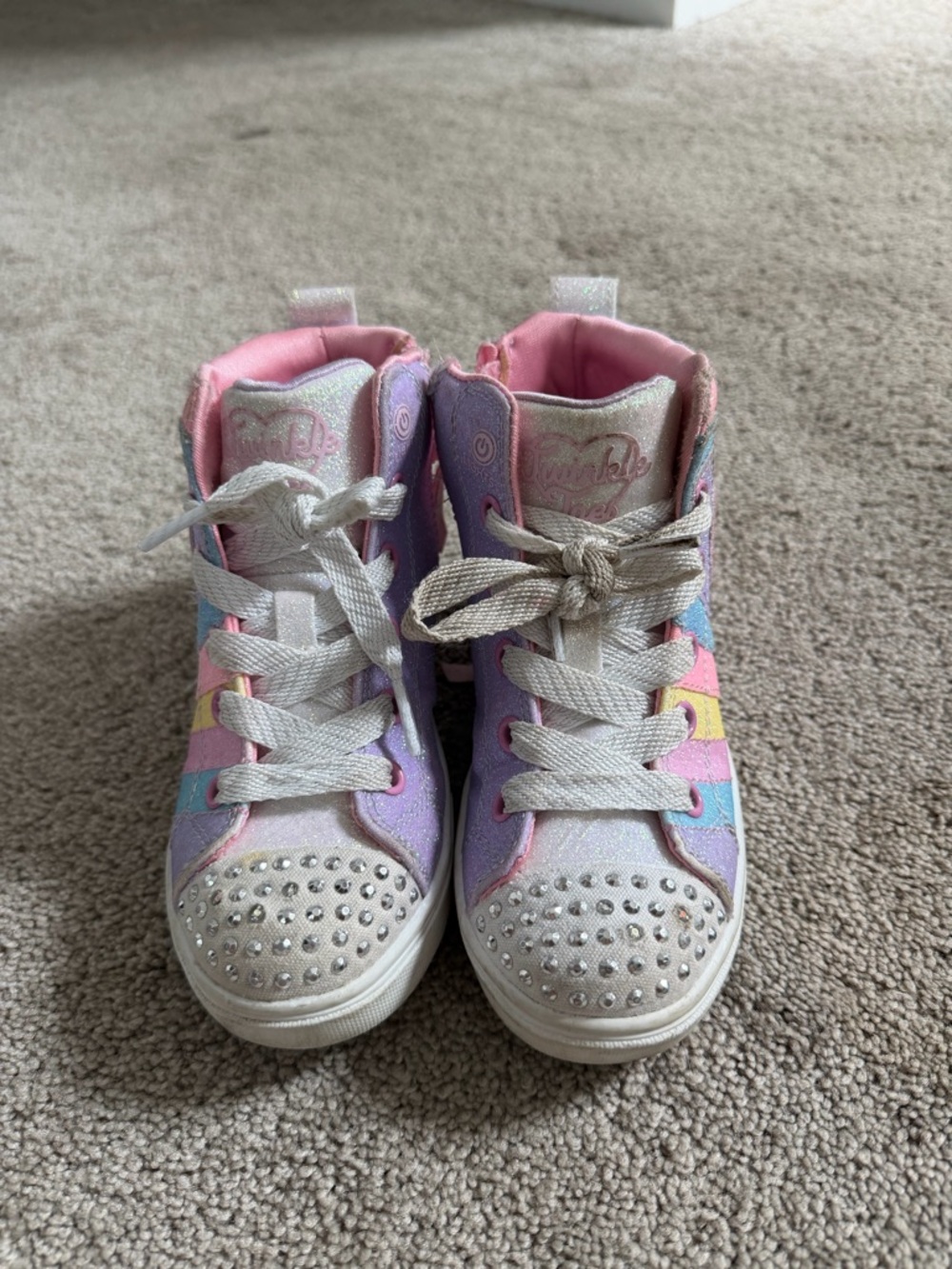Skechers Kids' Pastel Glitter High-Top Sneakers - light up with power button